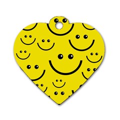 Digitally Created Yellow Happy Smile  Face Wallpaper Dog Tag Heart (one Side) by BangZart