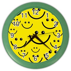 Digitally Created Yellow Happy Smile  Face Wallpaper Color Wall Clocks by BangZart