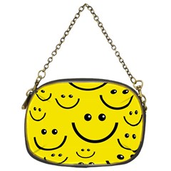 Digitally Created Yellow Happy Smile  Face Wallpaper Chain Purses (one Side)  by BangZart