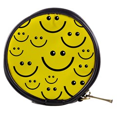 Digitally Created Yellow Happy Smile  Face Wallpaper Mini Makeup Bags by BangZart