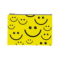 Digitally Created Yellow Happy Smile  Face Wallpaper Cosmetic Bag (large)  by BangZart