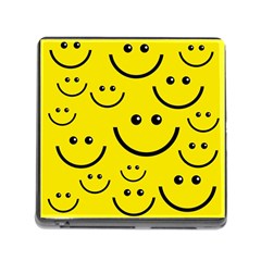 Digitally Created Yellow Happy Smile  Face Wallpaper Memory Card Reader (square) by BangZart