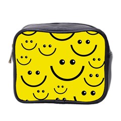 Digitally Created Yellow Happy Smile  Face Wallpaper Mini Toiletries Bag 2-side by BangZart