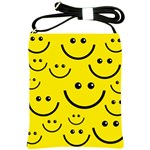 Digitally Created Yellow Happy Smile  Face Wallpaper Shoulder Sling Bags Front