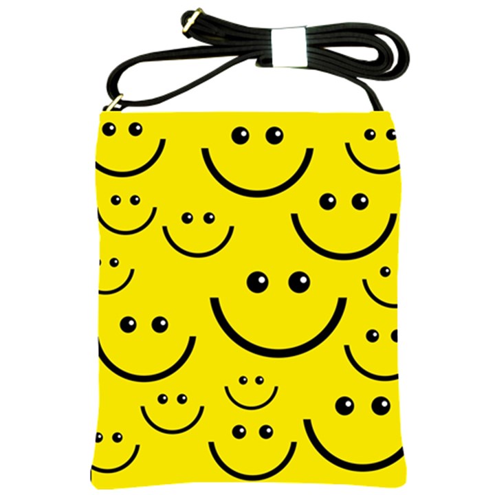 Digitally Created Yellow Happy Smile  Face Wallpaper Shoulder Sling Bags