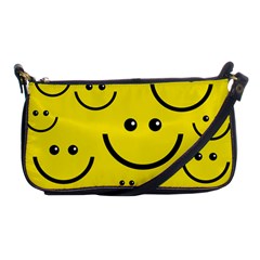 Digitally Created Yellow Happy Smile  Face Wallpaper Shoulder Clutch Bags by BangZart