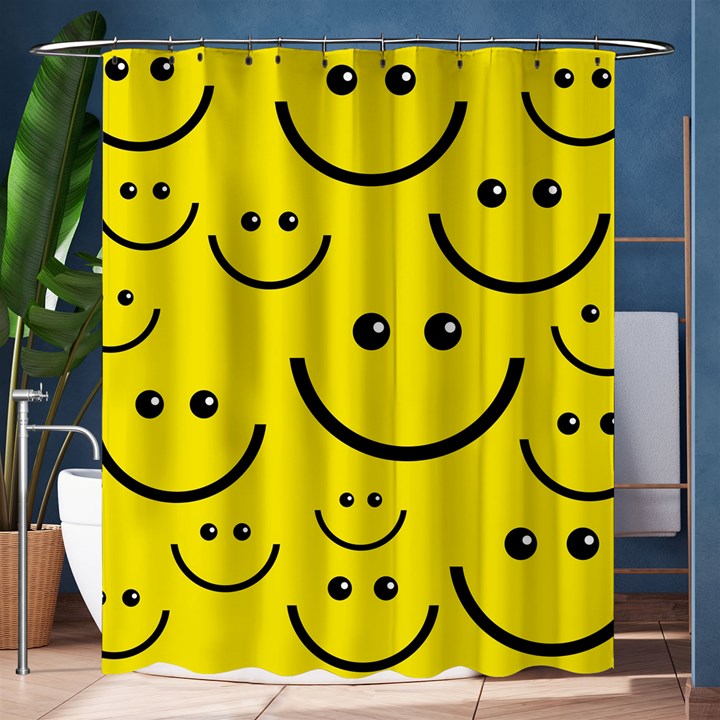 Digitally Created Yellow Happy Smile  Face Wallpaper Shower Curtain 60  x 72  (Medium) 