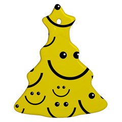 Digitally Created Yellow Happy Smile  Face Wallpaper Christmas Tree Ornament (two Sides) by BangZart