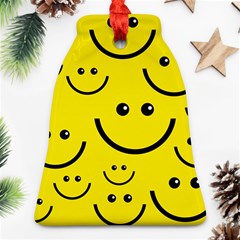 Digitally Created Yellow Happy Smile  Face Wallpaper Bell Ornament (two Sides) by BangZart