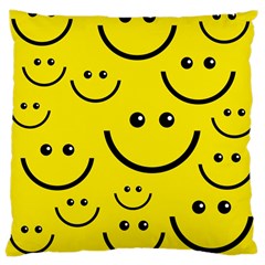 Digitally Created Yellow Happy Smile  Face Wallpaper Large Cushion Case (one Side) by BangZart