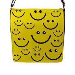 Digitally Created Yellow Happy Smile  Face Wallpaper Flap Messenger Bag (l)  by BangZart