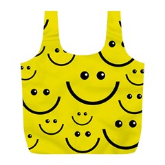 Digitally Created Yellow Happy Smile  Face Wallpaper Full Print Recycle Bags (l)  by BangZart