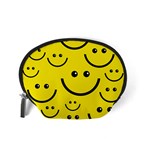 Digitally Created Yellow Happy Smile  Face Wallpaper Accessory Pouches (Small)  Back