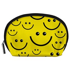 Digitally Created Yellow Happy Smile  Face Wallpaper Accessory Pouches (large)  by BangZart