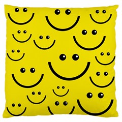 Digitally Created Yellow Happy Smile  Face Wallpaper Large Flano Cushion Case (one Side) by BangZart