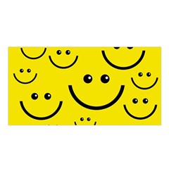 Digitally Created Yellow Happy Smile  Face Wallpaper Satin Shawl by BangZart