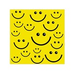 Digitally Created Yellow Happy Smile  Face Wallpaper Small Satin Scarf (Square) Front