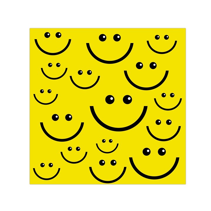 Digitally Created Yellow Happy Smile  Face Wallpaper Small Satin Scarf (Square)