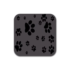 Dog Foodprint Paw Prints Seamless Background And Pattern Rubber Coaster (square)  by BangZart