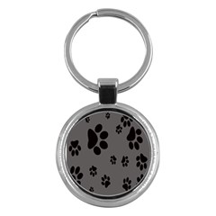 Dog Foodprint Paw Prints Seamless Background And Pattern Key Chains (round)  by BangZart