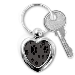 Dog Foodprint Paw Prints Seamless Background And Pattern Key Chains (heart)  by BangZart