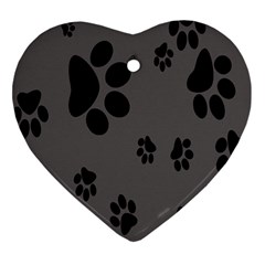 Dog Foodprint Paw Prints Seamless Background And Pattern Heart Ornament (two Sides) by BangZart