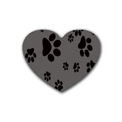 Dog Foodprint Paw Prints Seamless Background And Pattern Heart Coaster (4 Pack)  by BangZart