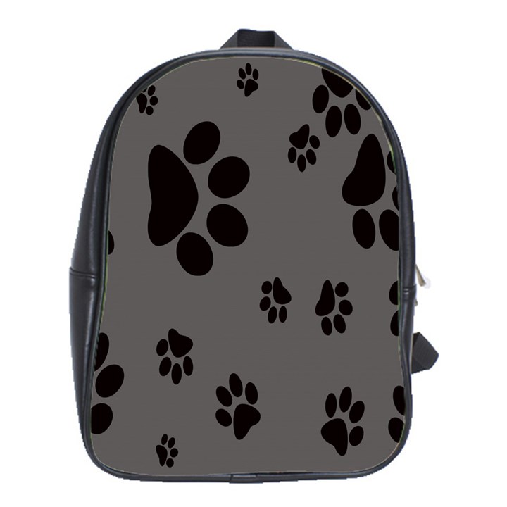 Dog Foodprint Paw Prints Seamless Background And Pattern School Bags(Large) 