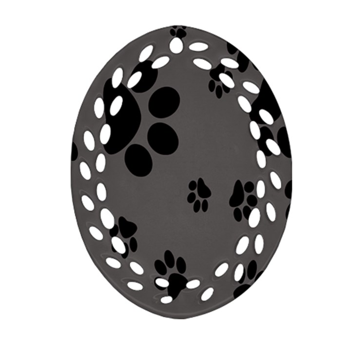 Dog Foodprint Paw Prints Seamless Background And Pattern Oval Filigree Ornament (Two Sides)