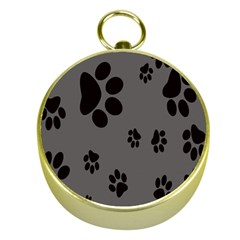 Dog Foodprint Paw Prints Seamless Background And Pattern Gold Compasses by BangZart