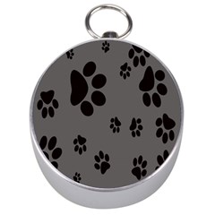 Dog Foodprint Paw Prints Seamless Background And Pattern Silver Compasses by BangZart