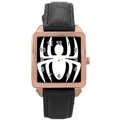 White Spider Rose Gold Leather Watch  by BangZart