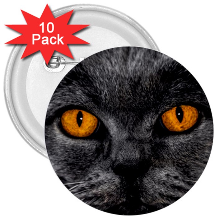 Cat Eyes Background Image Hypnosis 3  Buttons (10 pack) 