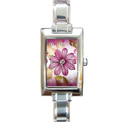 Flower Print Fabric Pattern Texture Rectangle Italian Charm Watch by BangZart