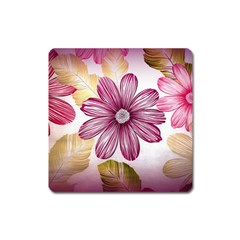 Flower Print Fabric Pattern Texture Square Magnet by BangZart