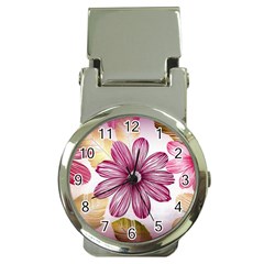 Flower Print Fabric Pattern Texture Money Clip Watches by BangZart