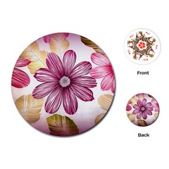 Flower Print Fabric Pattern Texture Playing Cards (round)  by BangZart