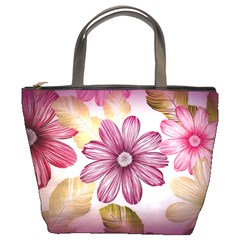 Flower Print Fabric Pattern Texture Bucket Bags by BangZart