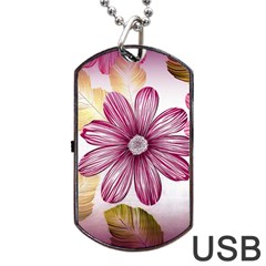 Flower Print Fabric Pattern Texture Dog Tag Usb Flash (one Side) by BangZart