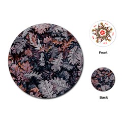 Leaf Leaves Autumn Fall Brown Playing Cards (round)  by BangZart