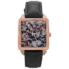 Leaf Leaves Autumn Fall Brown Rose Gold Leather Watch  by BangZart