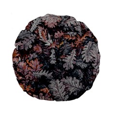 Leaf Leaves Autumn Fall Brown Standard 15  Premium Flano Round Cushions by BangZart