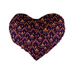 Abstract Background Floral Pattern Standard 16  Premium Flano Heart Shape Cushions Back