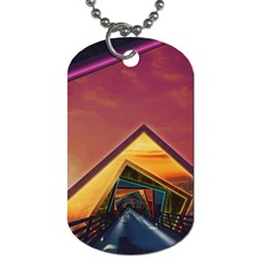 The Rainbow Bridge Of A Thousand Fractal Colors Dog Tag (one Side) by jayaprime