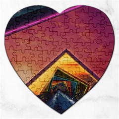 The Rainbow Bridge Of A Thousand Fractal Colors Jigsaw Puzzle (heart) by jayaprime