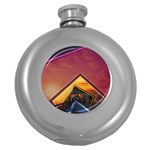 The Rainbow Bridge of a Thousand Fractal Colors Round Hip Flask (5 oz) Front