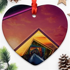 The Rainbow Bridge Of A Thousand Fractal Colors Heart Ornament (two Sides) by jayaprime