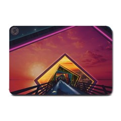 The Rainbow Bridge Of A Thousand Fractal Colors Small Doormat  by jayaprime