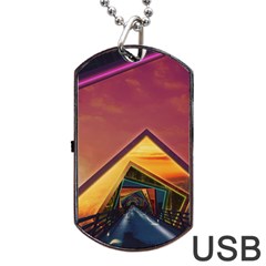 The Rainbow Bridge Of A Thousand Fractal Colors Dog Tag Usb Flash (one Side) by jayaprime