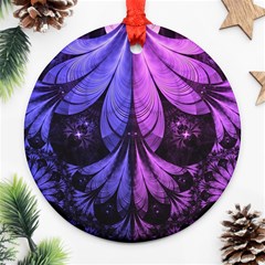 Beautiful Lilac Fractal Feathers Of The Starling Ornament (round) by jayaprime